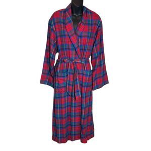 Ralph Lauren 100% cotton tartan plaid belted robe maxi full length lounge new